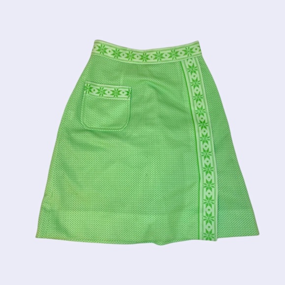 Vintage Haymaker Lacoste Lime Green Houndstooth Skirt - Picture 1 of 3